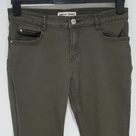 𝅺brody olive green 28" waist push up mid-high rise skinny jeans - Picture 2 of 7